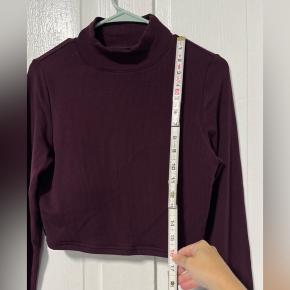 Klassy Network Mock Neck Long Sleeve Ribbed cropped shirt w/ built in padding L - Picture 6 of 9